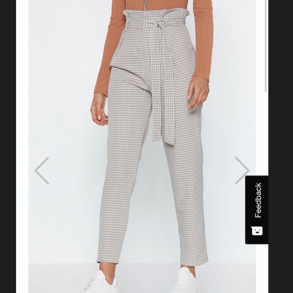 NastyGal Check In Paper-bag Pants